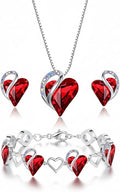 Leafael Valentine's Day Gift Necklaces for Women, Infinity Love Birthstone Heart Crystal Pendant, Birthday Anniversary Jewelry for Wife, Mom, and Her, Silver Plated, 18" + 2" Adjustable Chain