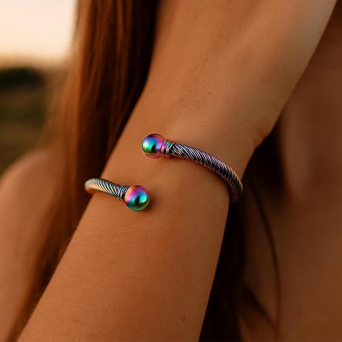 Stainless Steel Twisted Cable Wire Bracelets Adjustable Open Cuff Bangle Bracelet Vintage Jewelry Gift for Women