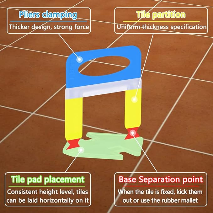 2000 PCS Tile Leveling System Spacers Clips 1/16'' | 2000-Piece Tiles Leveler - Image 4