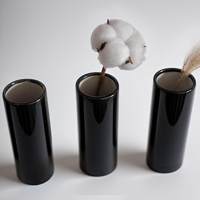Modern Black Ceramic Vase Set of 10 - Image 7