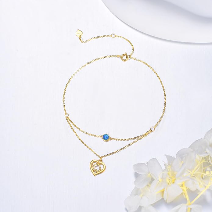 Solid 14K Gold Cross/Heart Anklet for Women, Real Gold Cross Bracelet Adjustable Beach Foot Ankle Bracelet Religious Fine Jewelry Gifts for Her Wife Mom Nana