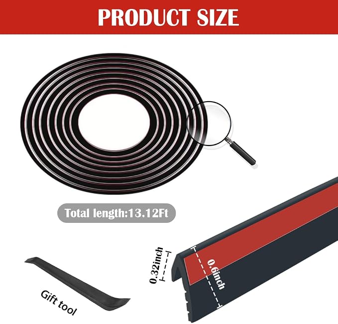 13Ft Car Door Rubber Seal Strip, Silent & Dustproof Rubber Car Window Seal Strip - Image 2