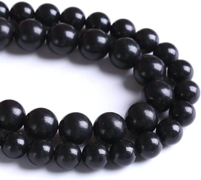 90PCS 8MM Natural Stone Shungite Beads Crystal Loose Beads for Jewelry Making DIY Bracelet