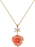 AliveRose Real Rose Gold Dipped Necklace Gifts for Women, 24K Gold Dipped Rose Pendant Necklace Jewelry Mothers Day Anniversaries Birthday Christmas Special Occasions Gifts for Her Mom Wife