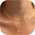 Initial Necklaces for Women Dainty Gold Silver Layered Letter Pendant Necklace Cute Figaro Chain Choker Necklace Personalized Trendy Stuff Jewelry Stack Gift for Women Her