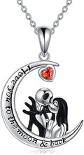 LILALO Nightmare Necklace Sterling Silver Abalone Shell Crystal Jack and Sally Necklace Jack Skellington Skull Jewelry Skull Necklaces for Women