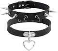 Eigso Vintage Punk Goth Studded Rivet Pu Leather Collar Choker Necklace with Spikes Adjustable