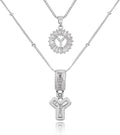 Initial Letter Necklace for Women 14k White Gold Silver Plated Dainty Necklaces Trendy Chunky Custom Layered Necklace Set Personalized Round Circle Zirconia A-Z Letter Chain Pendant Jewelry Gift