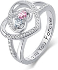 Valentine's Day Gifts for Women Birthstone Rings for Women Heart Statemet Engagement Eternity Wedding Promise Rings Jewelry Anniversary Christmas Valentine Mothers Day Birthday Gifts for Wife Her Girlfriend