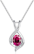 SMILEST Valentines Day Gifts for Her - 925 Sterling Silver Oval Sparkle Birthstone Necklace, Infinity Pendant Necklace Anniversary Birthday Gifts for Women Wife Girlfriend Mom Birthstone Necklace