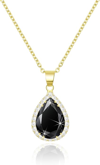 Linawe Crystal Chain Necklace for Women Trendy, Imitation Diamond Pendant, Statement Cubic Zirconia Boho Jewelry Set, 14K Gold/Rose Gold/Silver Birthstone Necklace