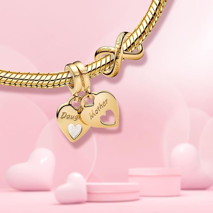 Family Mom Heart Charms 925 Sterling Silver Bead for Bracelets and Necklaces For Women Jewelry Present