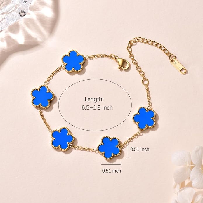 18K Gold-Plated Four Leaf Clover Bracelet for Women,Adjustable lucky Bracelet Set Jewelry Gift-Hypoallergenic Charm for Birthdays, Wellness & Daily Wear