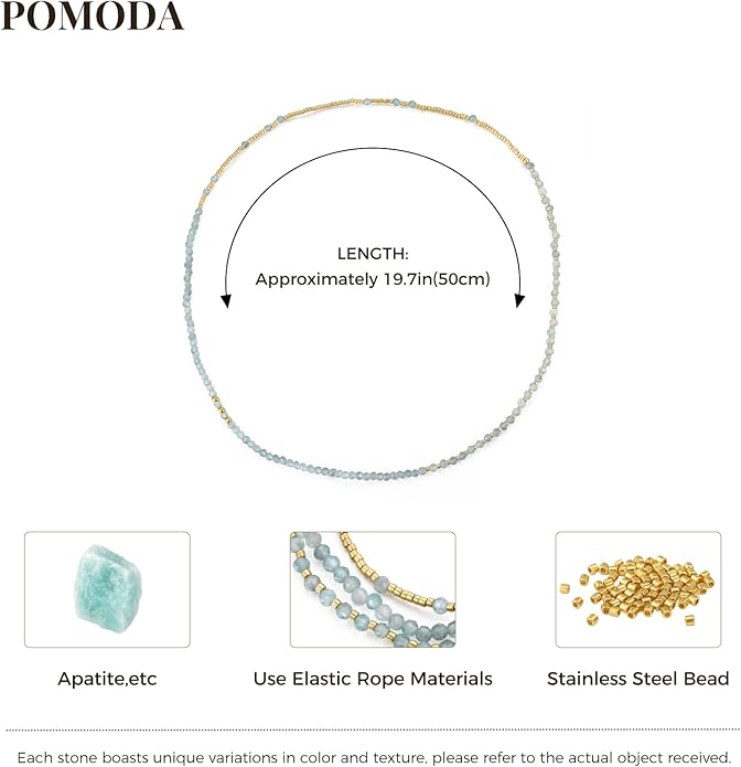 Beaded Bracelets Stack for Women Small Beaded Stretch Stone Bracelets Stackable Gemstone Crystal Dainty Boho 14K Gold Plated Beads Anklets Necklace Summer Jewelry for Women
