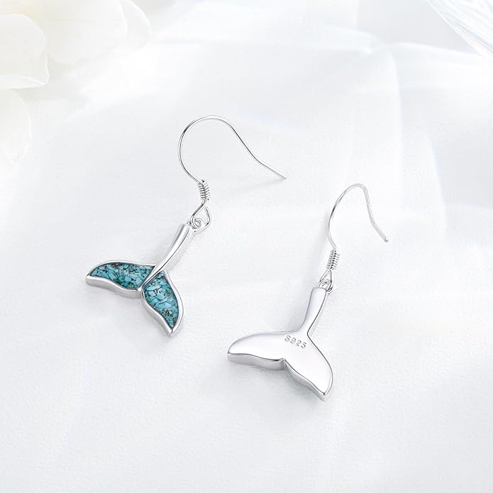 Ocean Earrings 925 Sterling Silver Turquoise Sea Animal Dangle Drop Earrings Beach Themed Jewelry Gifts for Women Girls