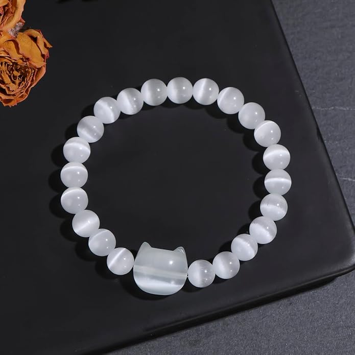 Money Attraction Cat Bracelet - Black Obsidian Women Bracelets -Wealth Prosperity Abundance Stone Bead Bracelet, Entrepreneur Business Luck Beaded Bracelets,Spiritual Mood Energy Cute Protection Stretch Bracelet,Health Good Luck Feng Shui Bracelets For...