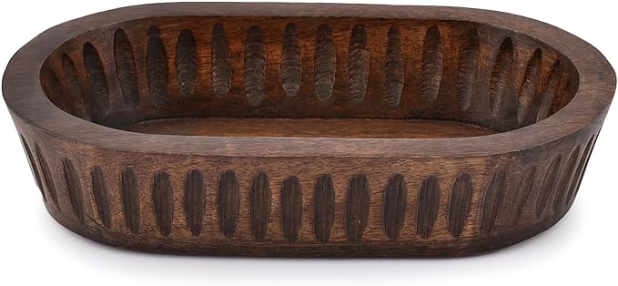 Mango Wood Decorative Bowls for Home Décor, Decorative Long Wooden Bowl for - Image 2