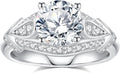 Moissanite Engagement Rings for Women,D Color VVS1 Round Cut Moissanite Ring 925 Sterling Silver Promise Rings for Her