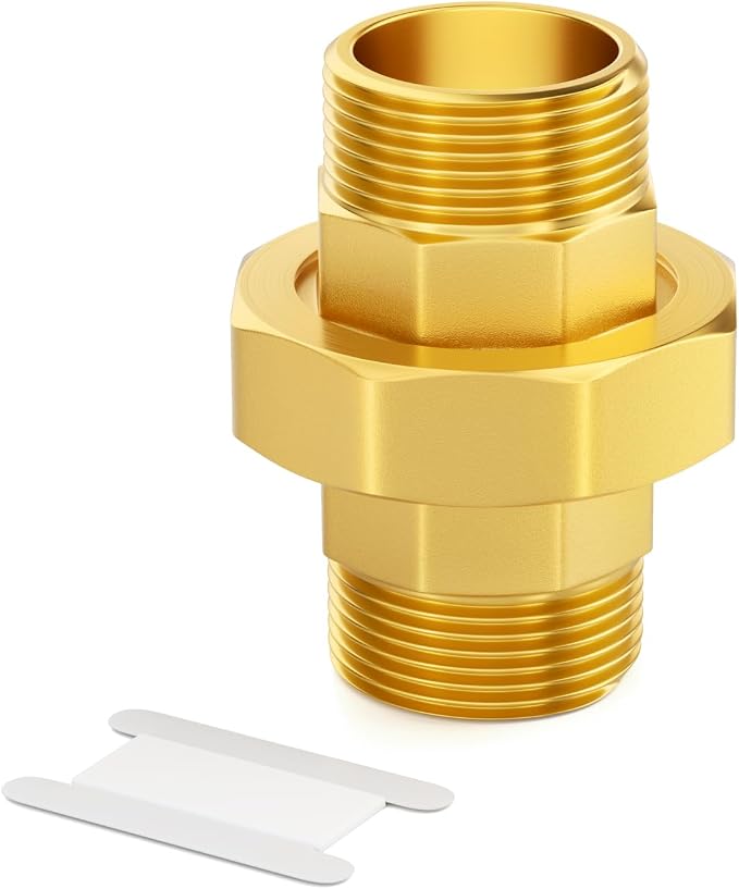 GASHER 1-1/2" MNPT Brass Union Pipe Fitting | 1-1/2 Inch Male x 1-1/2 Inch Male by GASHER