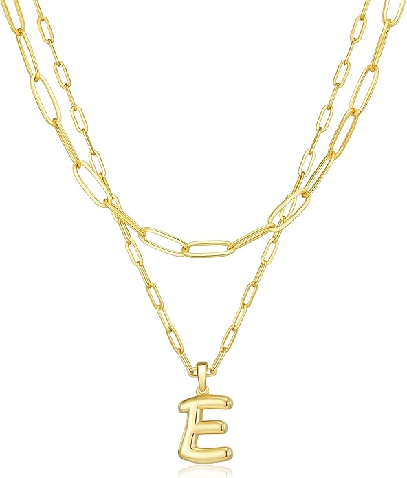 adoyi Valentines Day Gifts for Women Hers Dainty 14K Gold Plated Heart Initial Necklaces Layered Letter A-Z Pendant Necklace Stack Trendy Jewelry Birthday Valentines Day Gifts for Women Jewelry