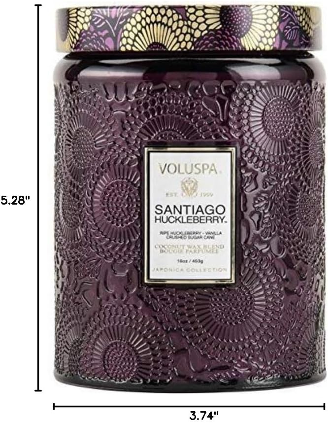 Voluspa Santiago Huckleberry Large Scented Candle Jar 18 Oz, 100 Hr Burn | - Image 7