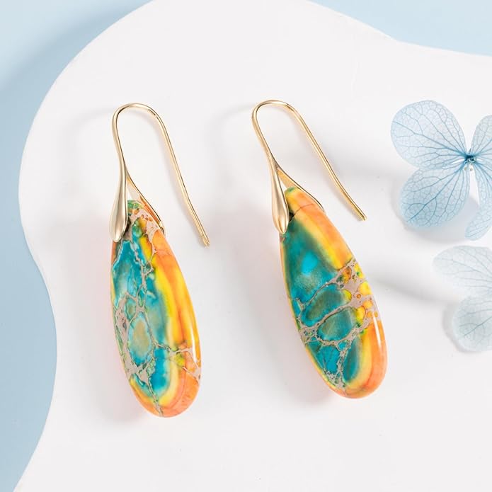 SELOVO Stone Fishhook Dangle Drop Earrings Statement Earrings for Women Stone