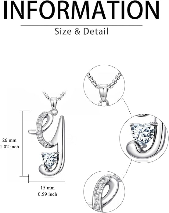 Valentines Day Gifts for Women Alphabet A to Z Initial Birthstone Pendant Necklaces for Women - 18k White Gold Plated Personalized Name Jewelry Valentine Mothers Day Birthday Gifts for Women Her Girlfriend