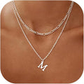 Initial Necklaces for Women Dainty Gold Silver Layered Letter Pendant Necklace Cute Figaro Chain Choker Necklace Personalized Trendy Stuff Jewelry Stack Gift for Women Her