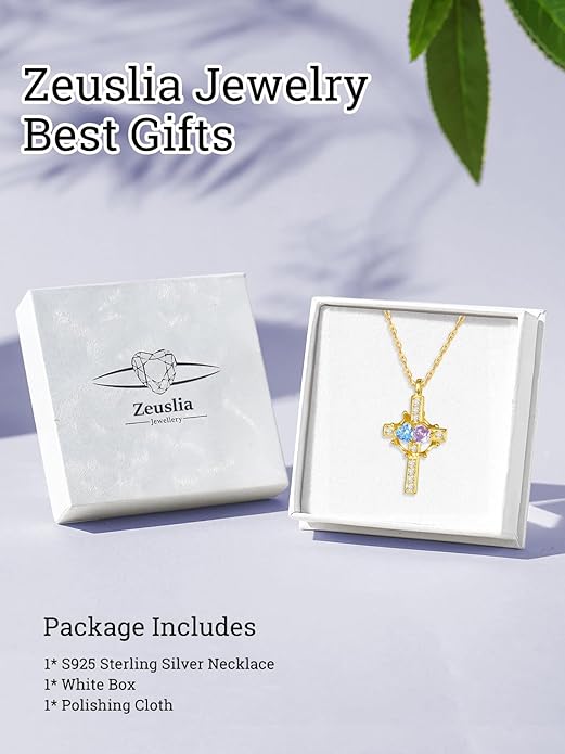 Valentine's Day Gifts for Wife 925 Sterling Silver Double Birthstone Pendant Necklaces I Love You for Always and Forever Necklace Anniversary Birthday Gifts for Wife Girlfriend Mom Her