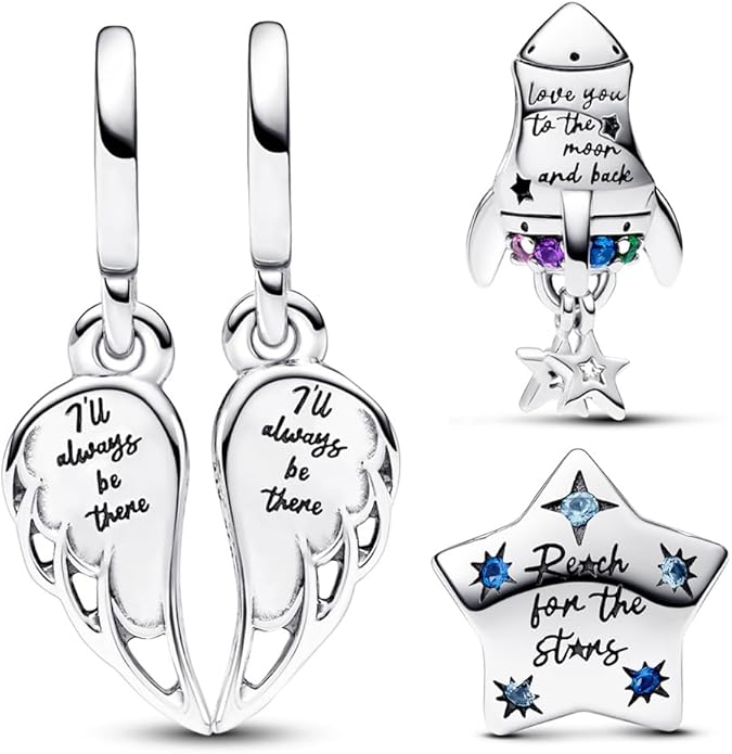 Family Mom Heart Charms 925 Sterling Silver Bead for Bracelets and Necklaces For Women Jewelry Present