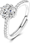 Parmuz 925 Sterling Silver Adjustable Ring for Woman Stackable Open Lucky Ring Eternity Bands Dainty CZ Statement Engagement