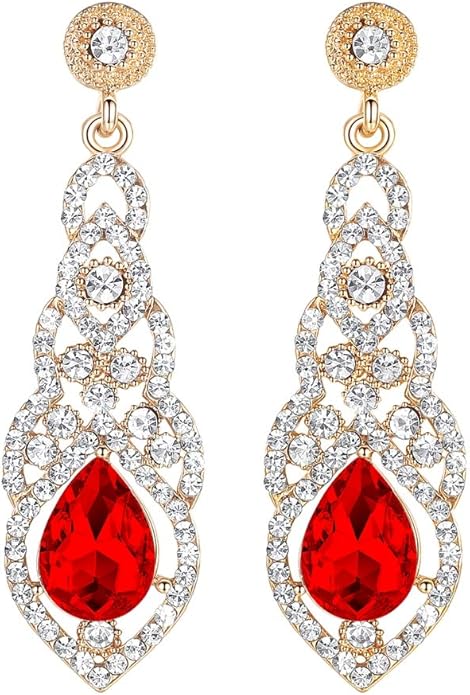mecresh Women's Alloy Teardrop Crystal Chandelier Dangle Earrings