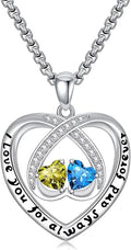 Birthstone Necklaces for Women I Love You for Always and Forever Heart Pendant Necklace Anniversary Jewelry Christmas Valentine Mothers Day Birthday Gifts for Her Wife Girlfriend