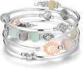 BULINLIN Layered Wrap Bangle Turquoise Bracelet - Bead Bracelet with Natural Agate Stone, Gifts For Women