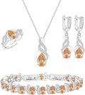 LMXXVJ Jewelry Set for Women,Teardrop Cubic Zirconia Necklace Earrings Adjustable Ring Bracelet Jewelry Set Formal Jewelry Gift