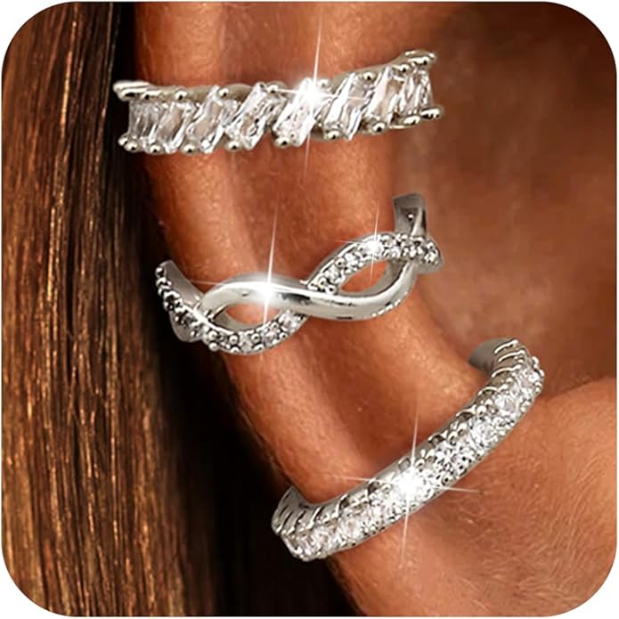 Dochais Ear Cuffs Non-Piercing Earrings for Women Cute Small Clip-On Cartilage Earring 14k Gold Plated Dainty Fake Piercings Earings