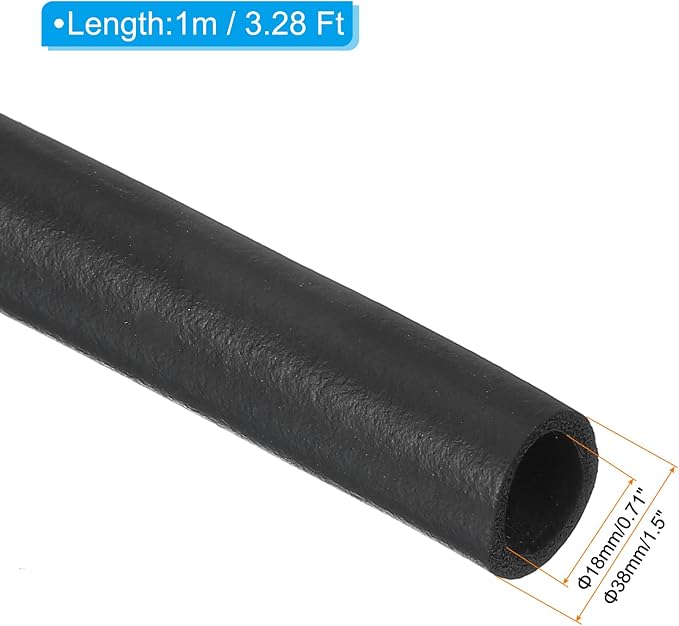 PATIKIL 18mm ID x 38mm OD x 1m Long Pipe Insulation Foam Tube, Pipe Cover Wrap - Image 2