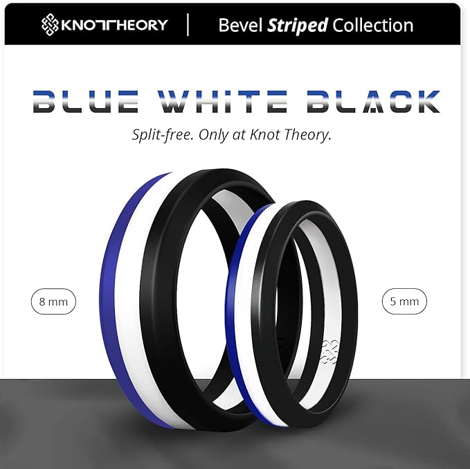 Knot Theory Striped Silicone Ring for Men and Women – Black, Grey, Red, Blue, Orange, Yellow, Purple