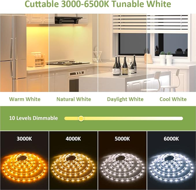 40ft Tunable White LED Strip Light Dimmable 3000K-6500K 24V Remote Control | - Image 3
