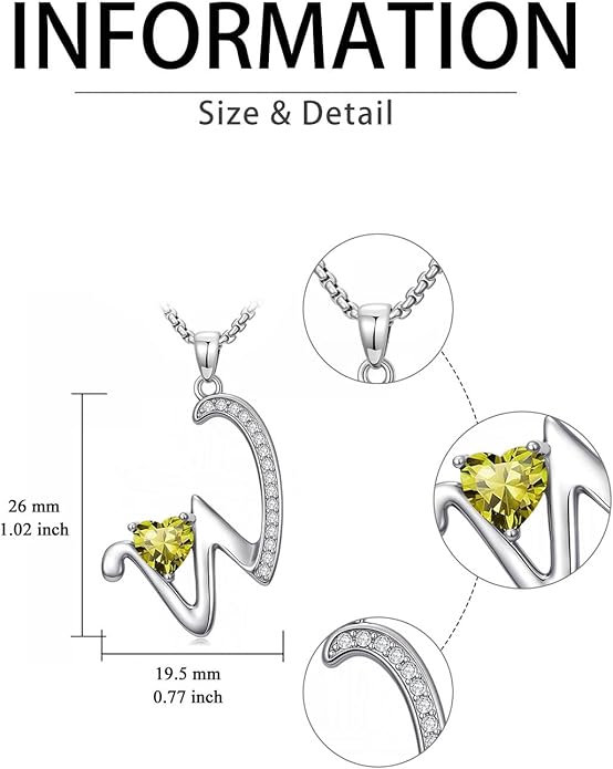Valentines Day Gifts for Women Alphabet A to Z Initial Birthstone Pendant Necklaces for Women - 18k White Gold Plated Personalized Name Jewelry Valentine Mothers Day Birthday Gifts for Women Her Girlfriend