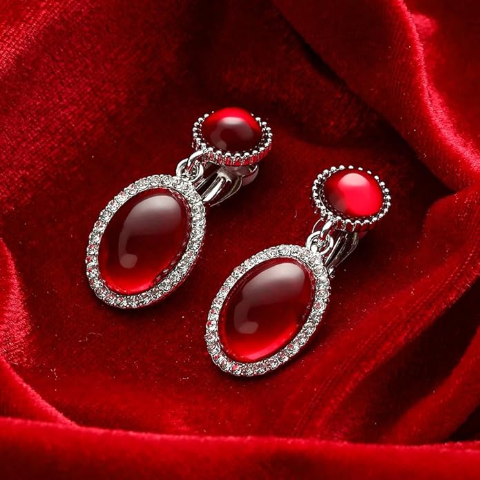YINLI Classic Crystal Dangle Clip on Earrings Halo Drop Earrings for Women