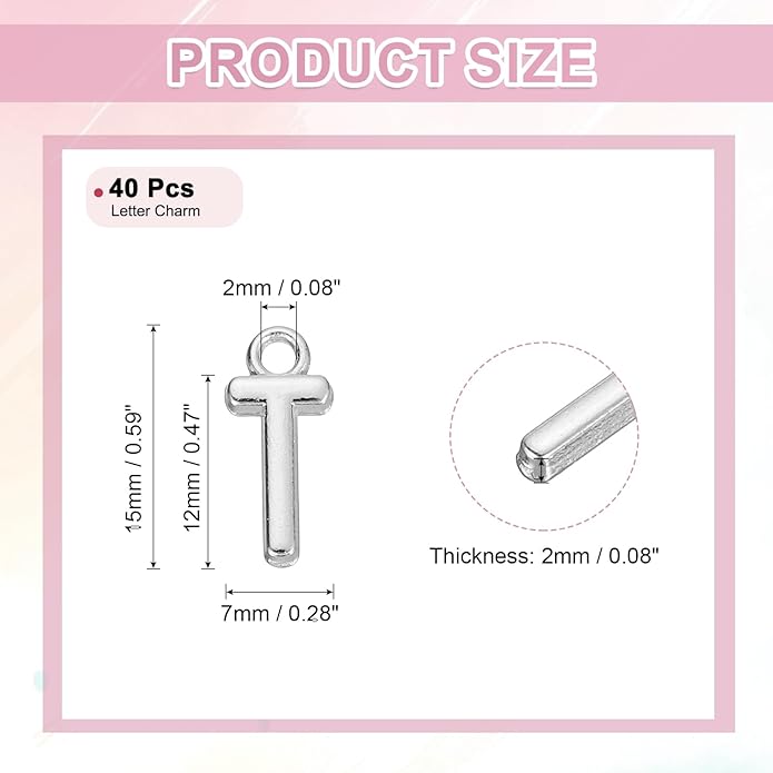 uxcell Letter Charm, Alloy Letter Initial Alphabet Charm for DIY Crafts Jewelry Making Bracelet Earrings Necklace