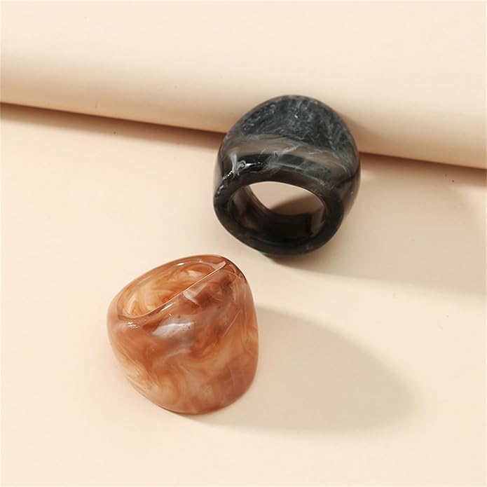 Multicolor Resin Chunky Rings for Women,Acrylic Plastic Rin Knuckle Finger Cute Trendy Aesthetic Y2k Statement Ring Vintage Simple Geometric Rings Jewelry