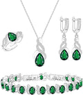 LMXXVJ Jewelry Set for Women,Teardrop Cubic Zirconia Necklace Earrings Adjustable Ring Bracelet Jewelry Set Formal Jewelry Gift