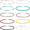 MYANAIL 10PC Colorful Beads Choker Necklace Set for Women Boho Beaded Glamour Choker Jewelry Bohemian Bead Necklace Chain