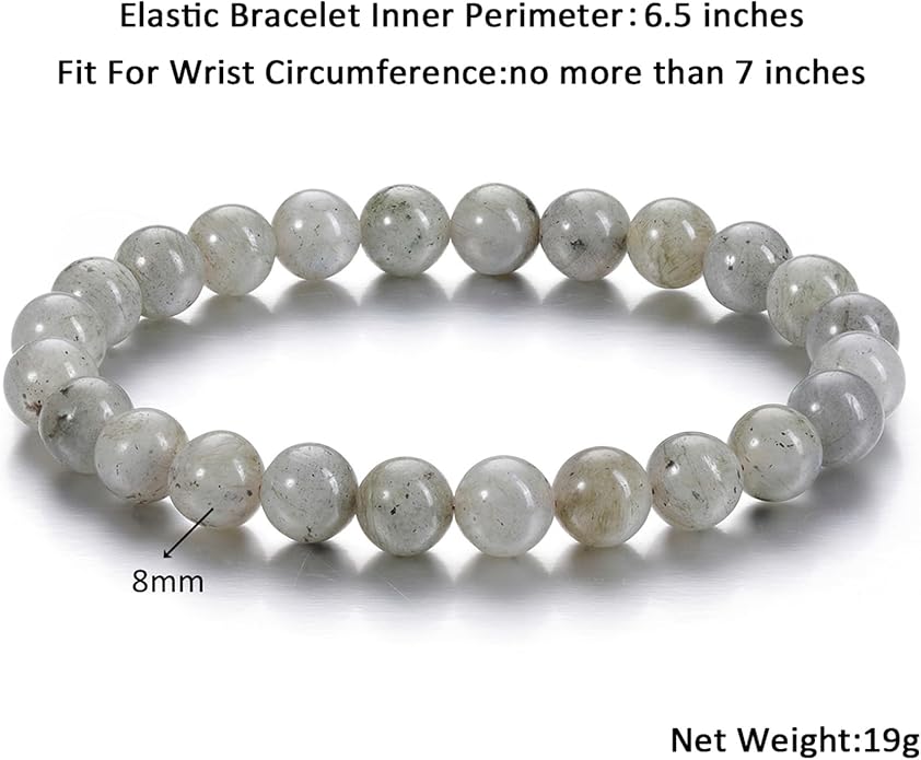 Jovivi Crystal Bracelets for Women Men - 8mm Handmade Natural Semi Precious Gemstone Beaded Bracelets, Round Stone Beads Stretch Bracelet, Healing Yoga Bracelets Jewelry Gifts