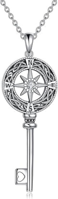 Compass Necklace Sterling Silver Celtic Knot Necklace Graduation Friendship Talisman Travel Necklace Inspirational Graduation Gift Jewelry Gifts for Women Girls