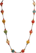 MINACHI Hippie Bohemian Colorful Ceramic Bead Long Strand Necklace, Boho Hippie Beach Summer Statement Jewelry Gift for Women