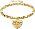 Beaded Gold Bracelet for Women Stretch Handmade Ball Charm Gifts for Women Dainty Don't Let The Hard Days Win Jewelry Charm Gifts for Her