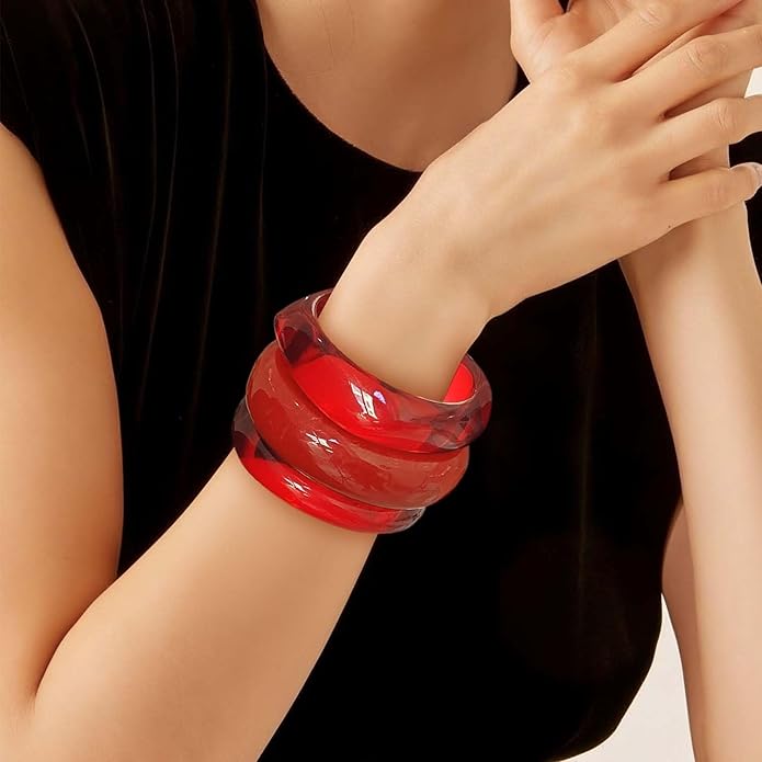 LILIE&WHITE Colorful Acrylic Bangle Bracelets For Women Resin Bangles Chic Vintage Gold Bracelet Chunky Bracelets Jewelry Gift